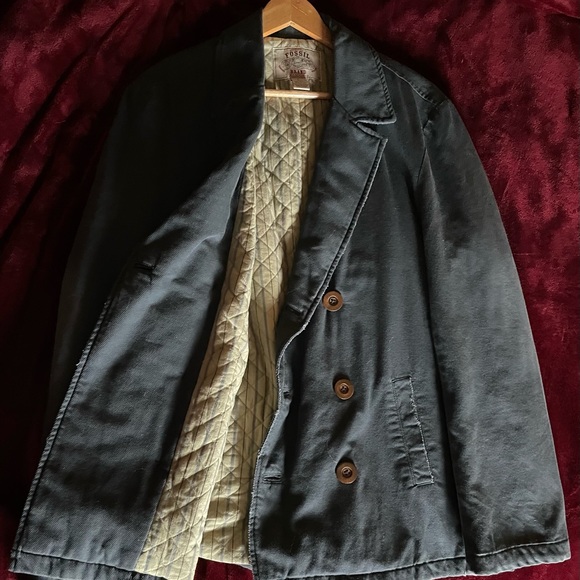 Men’s jacket, pea coat style, cotton cloth, quilted lining. - Picture 3 of 8